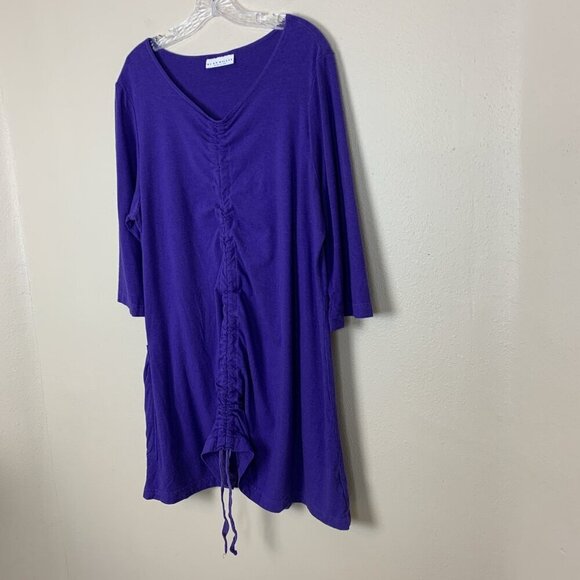 Bryn Walker Womens M Dress Tunic Purple Knit Lagenlook Minimalist Ruched Bamboo - Picture 4 of 15